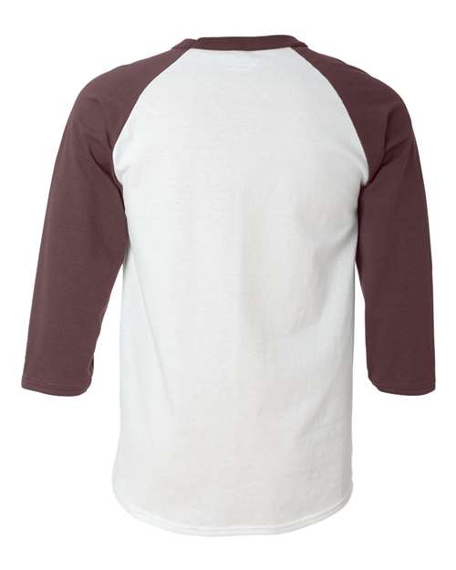 Unisex Raglan Sleeve Baseball T-Shirt - White/ Maroon Back