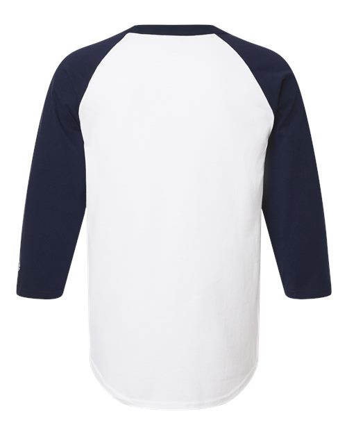 Unisex Raglan Sleeve Baseball T-Shirt - White/ Navy Back