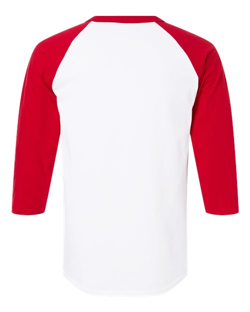 Unisex Raglan Sleeve Baseball T-Shirt - White/ Scarlet Back