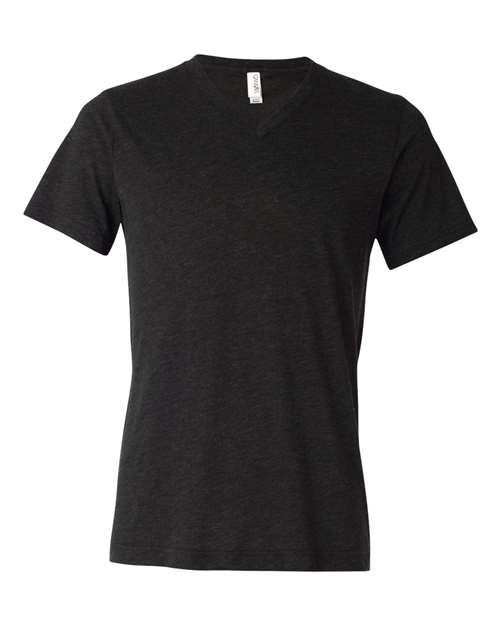 Unisex Triblend V-Neck Tee - Charcoal Black Triblend Front