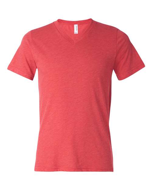 Unisex Triblend V-Neck Tee - Red Triblend Front