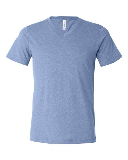 Unisex Triblend V-Neck Tee - Blue Triblend Front