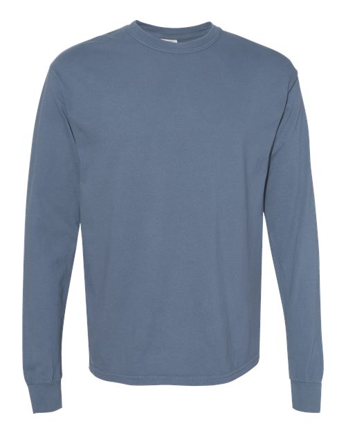 Comfort Colors Unisex Garment-Dyed Heavyweight Long Sleeve T-Shirt - Blue Jean Front