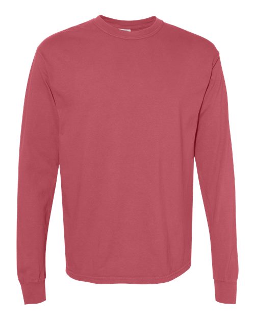 Comfort Colors Unisex Garment-Dyed Heavyweight Long Sleeve T-Shirt - Crimson Front