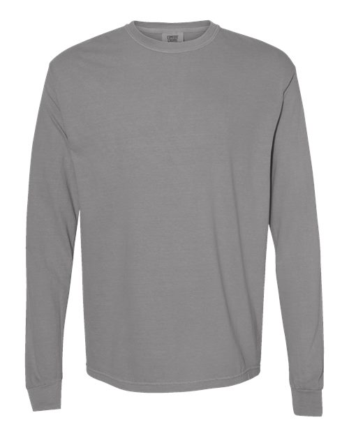 Comfort Colors Unisex Garment-Dyed Heavyweight Long Sleeve T-Shirt - Grey Front