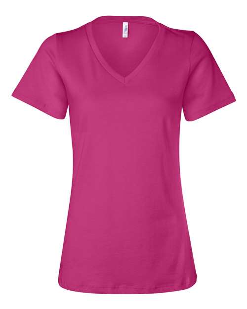 Women’s Relaxed Jersey V-Neck Tee - Berry Front