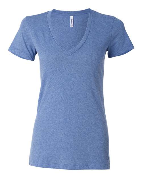 Women’s Triblend Deep V-Neck Tee - Blue Triblend Front