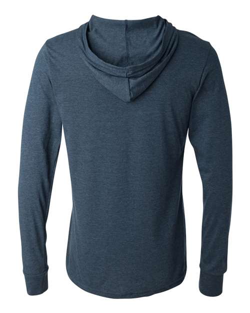Unisex Jersey Hooded Long Sleeve Tee - Heather Navy Back