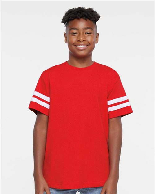 Youth Football Fine Jersey Tee - Vintage True Navy/ Blended White Front