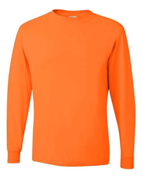 Unisex Dri-Power® Long Sleeve 50/50 T-Shirt - Safety Orange Front