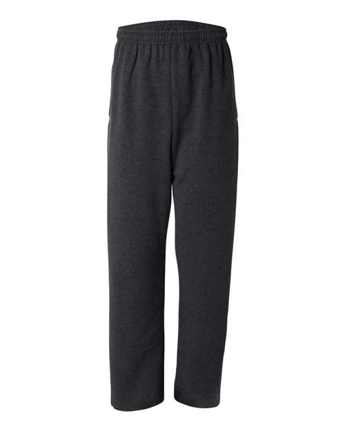 Unisex NuBlend® Open-Bottom Sweatpants with Pockets - Black Heather Front