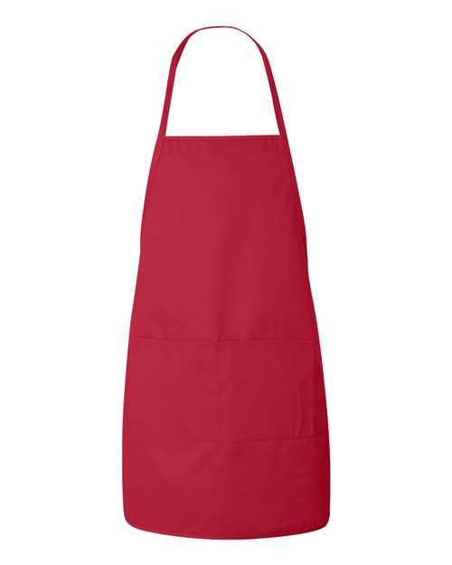 Long Butcher Block Apron - Red Front