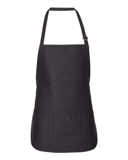 Adjustable Neck Strap Apron - Black Front