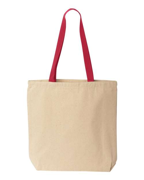 Natural Tote with Contrast-Color Handles - Natural/ Red Front