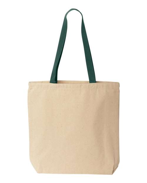 Natural Tote with Contrast-Color Handles - Natural/ Forest Back