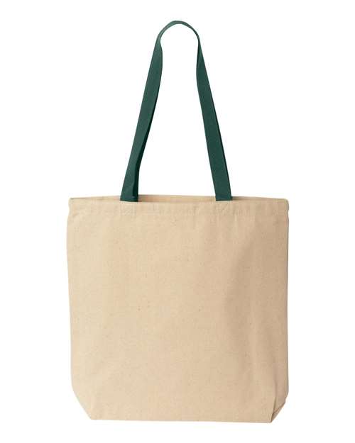 Natural Tote with Contrast-Color Handles - Natural/ Forest Front