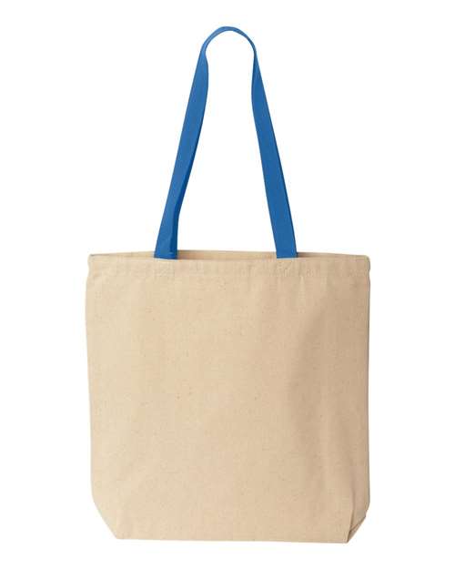 Natural Tote with Contrast-Color Handles - Natural/ Royal Back
