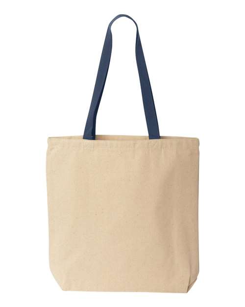 Natural Tote with Contrast-Color Handles - Natural/ Navy Front