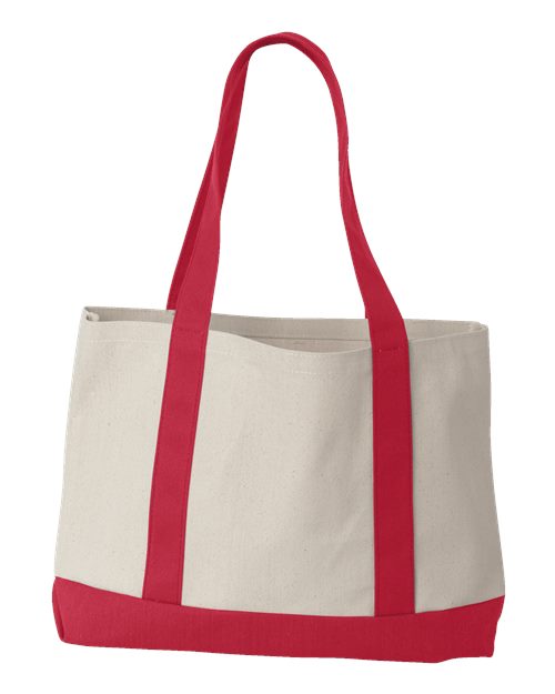 Leeward Boater Tote - Natural/ Red Back
