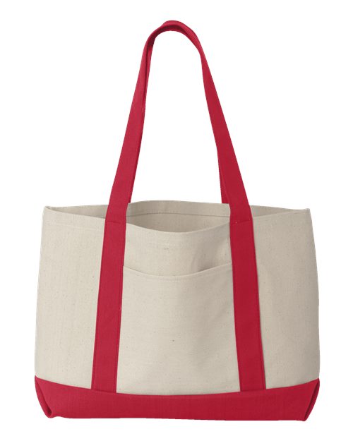 Leeward Boater Tote - Natural/ Red Front