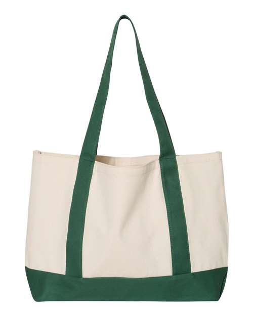 Leeward Boater Tote - Natural/ Forest Back