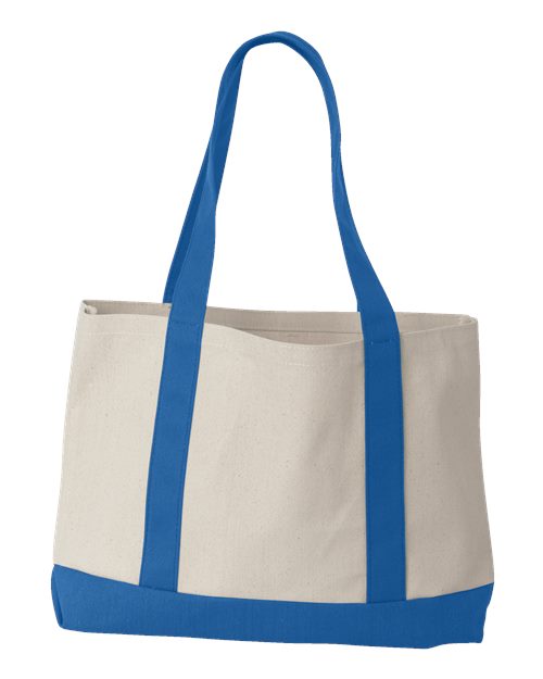 Leeward Boater Tote - Natural/ Royal Back