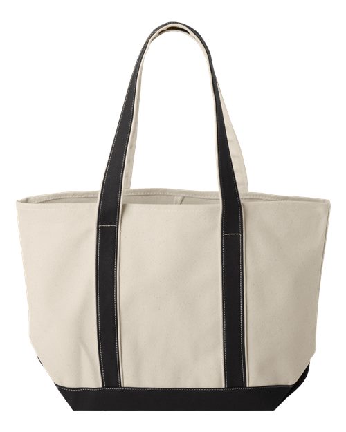 Windward Large Cotton Canvas Classic Resort Tote - Natural/ Black Back