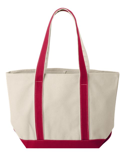 Windward Large Cotton Canvas Classic Resort Tote - Natural/ Red Back