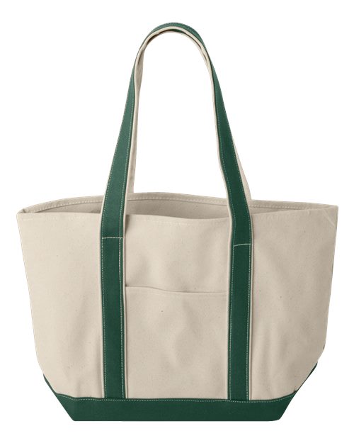 Windward Large Cotton Canvas Classic Resort Tote - Natural/ Forest Front