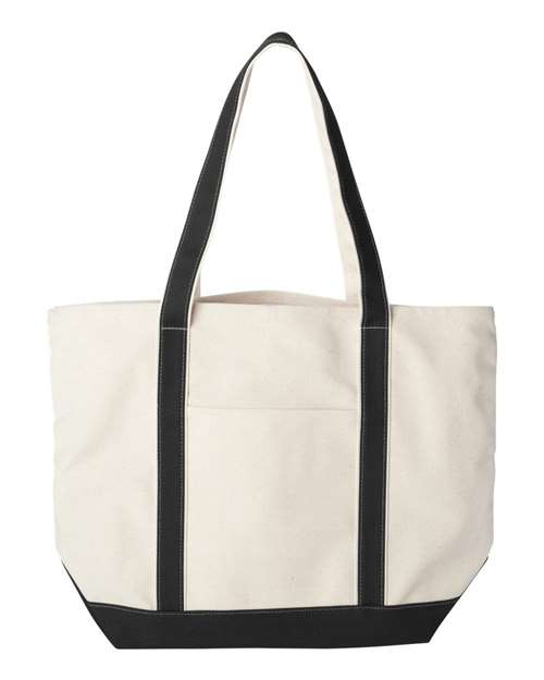Carmel Classic XL Cotton Canvas Resort Tote - Natural/ Black Front