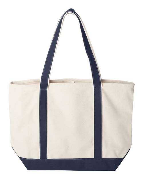 Carmel Classic XL Cotton Canvas Resort Tote - Natural/ Navy Back