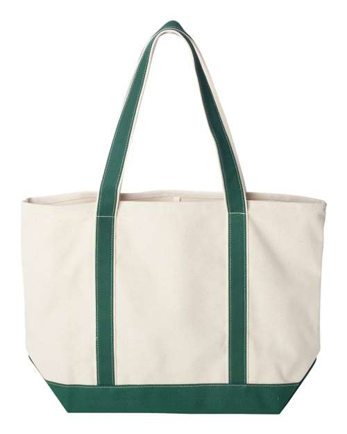Carmel Classic XL Cotton Canvas Resort Tote - Natural/ Forest Back