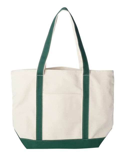 Carmel Classic XL Cotton Canvas Resort Tote - Natural/ Forest Front