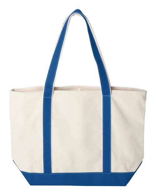 Carmel Classic XL Cotton Canvas Resort Tote - Natural/ Royal Back