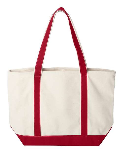 Carmel Classic XL Cotton Canvas Resort Tote - Natural/ Red Back