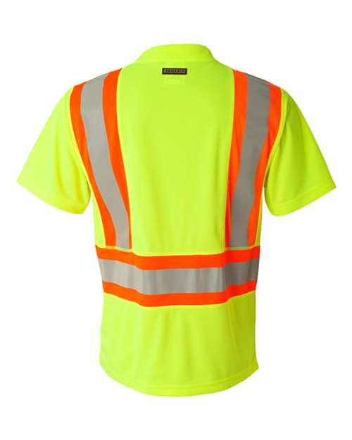 Unisex Class 2 Flat Stitch Self-Fabric Panels T-Shirt - Lime Back