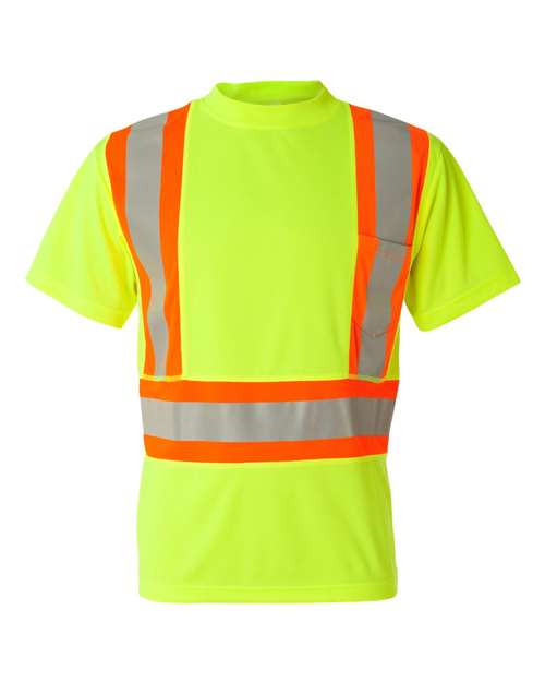 Unisex Class 2 Flat Stitch Self-Fabric Panels T-Shirt - Lime Front