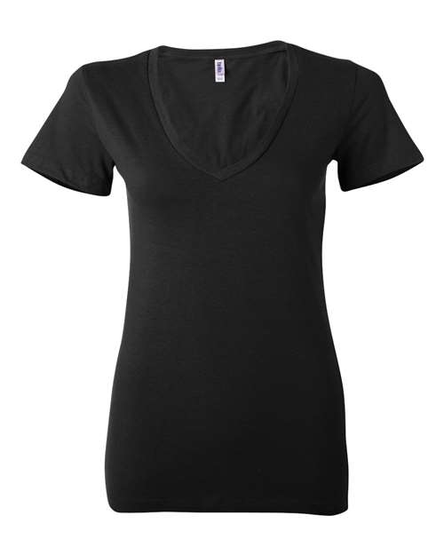 Women’s Jersey Deep V-Neck Tee - Black Front