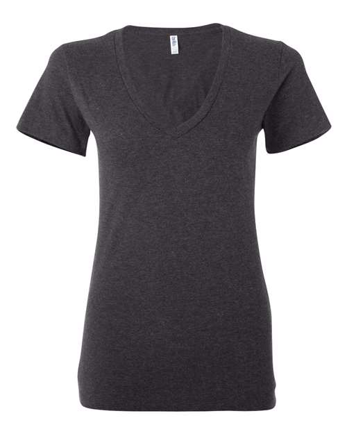 Women’s Jersey Deep V-Neck Tee - Dark Grey Heather Front