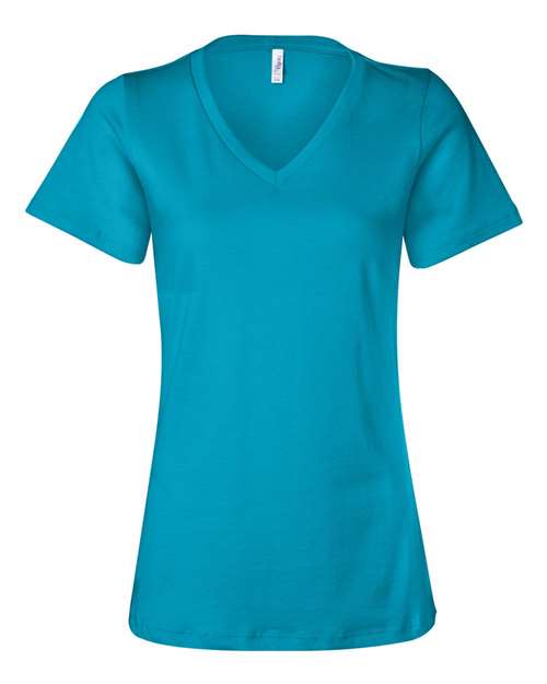 Women’s Relaxed Jersey V-Neck Tee - Turquoise Front