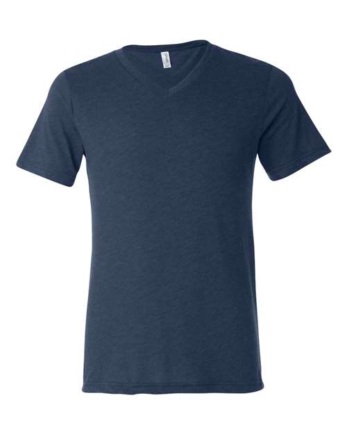 Unisex Triblend V-Neck Tee - Navy Triblend Front
