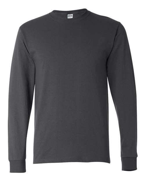 Unisex Dri-Power® Long Sleeve 50/50 T-Shirt - Charcoal Grey Front