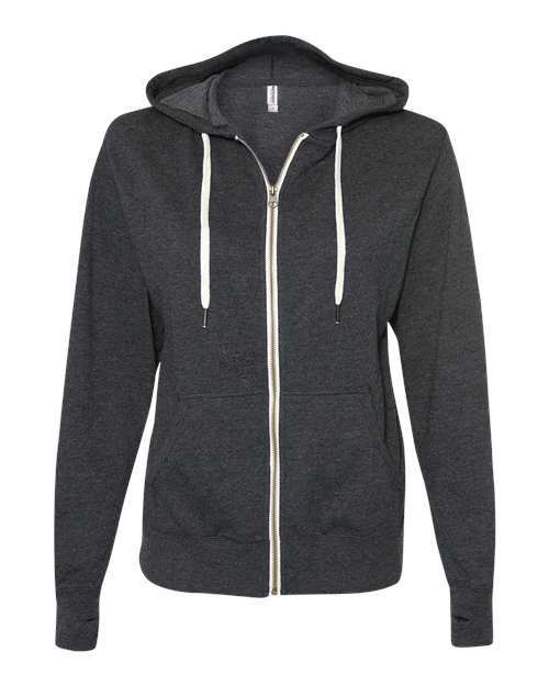 Unisex Heathered French Terry Full-Zip Hooded Sweatshirt - Charcoal Heather Front
