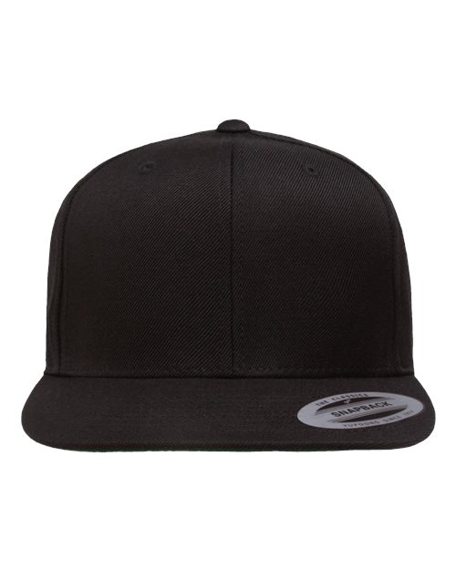 YP Classics Premium Flat Bill Snapback Cap - Black Front