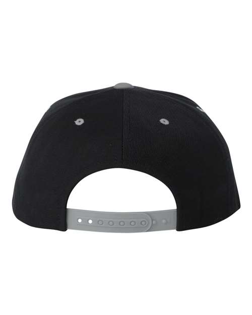 Premium Flat Bill Snapback Cap - Black/ Silver Back