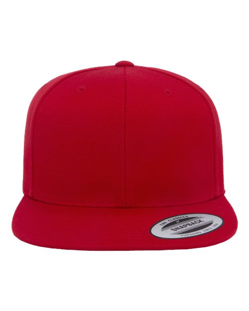 Premium Flat Bill Snapback Cap - Red Front