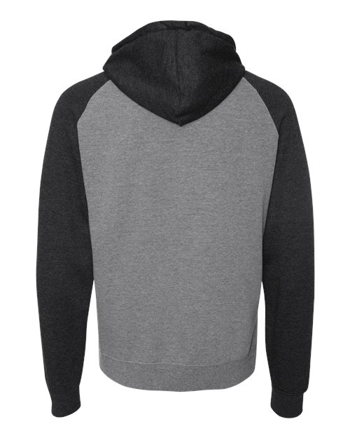 Unisex Raglan Hooded Sweatshirt - Gunmetal Heather/ Charcoal Heather Back