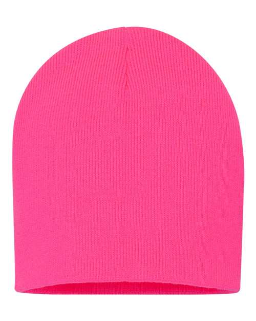 8" Beanie - Neon Pink Back