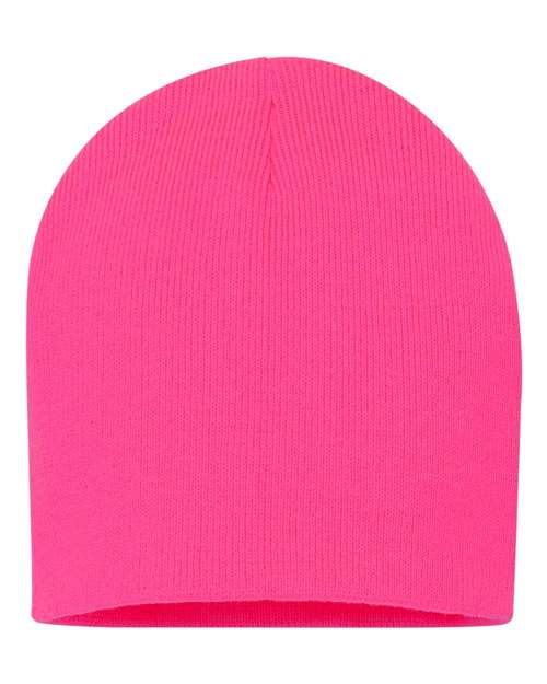 8" Beanie - Neon Pink Front