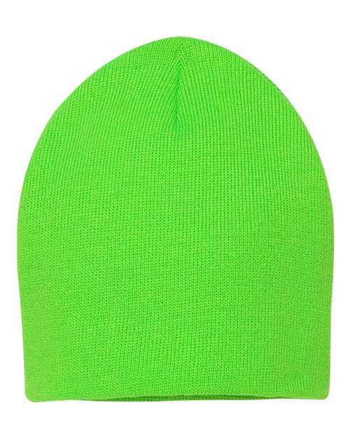 8" Beanie - Neon Green Front
